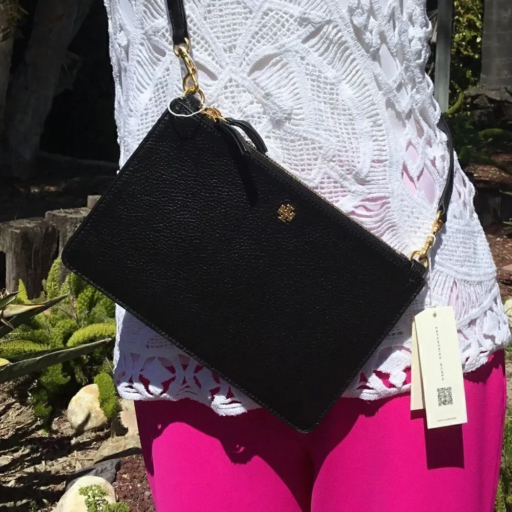 TORY BURCH DOUBLE ZIP SLIM CROSSBODY BAG AND GOLD HARDWARE